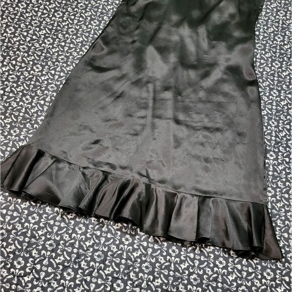 7 For All Mankind Silk Ruffle Black Dress - Picture 2 of 7